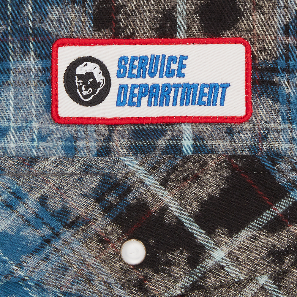 ICECREAM Acid Wash Check Shirt - Blue