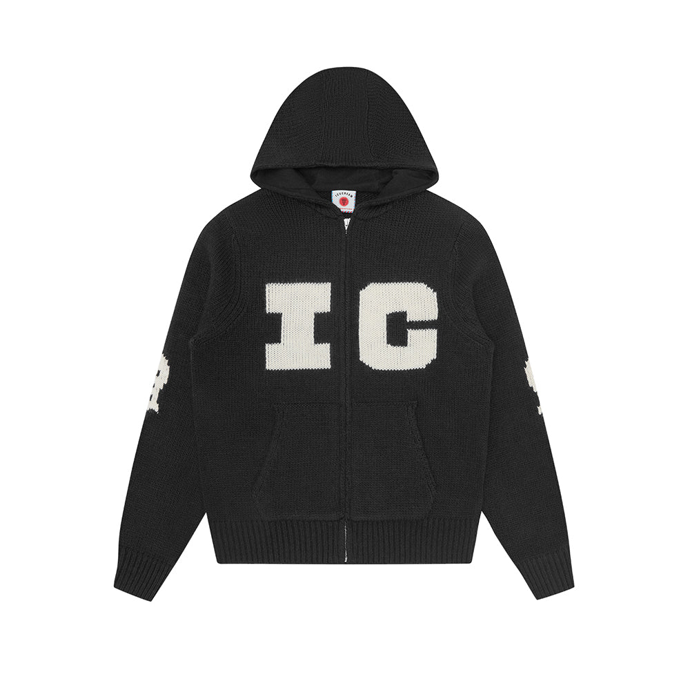 ICECREAM Running Dog Knit Zip Thru - Black