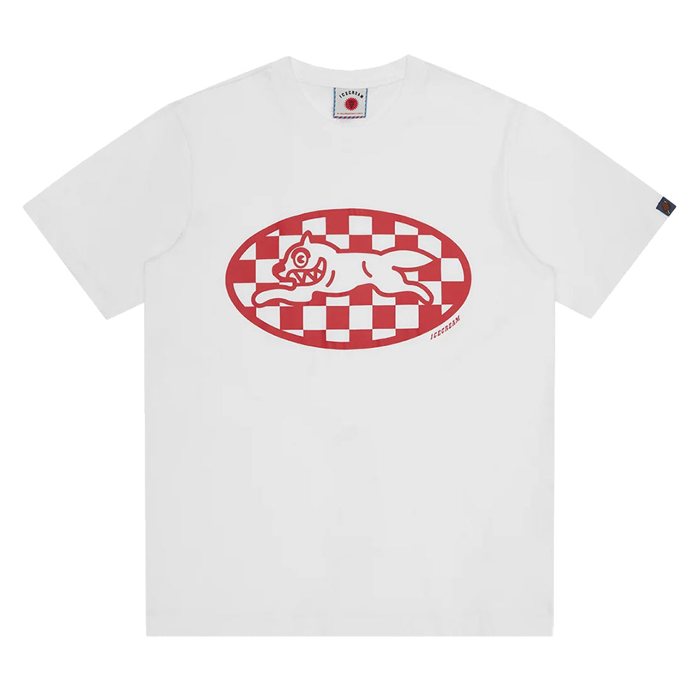 ICECREAM Checker Running Dog T-Shirt - White