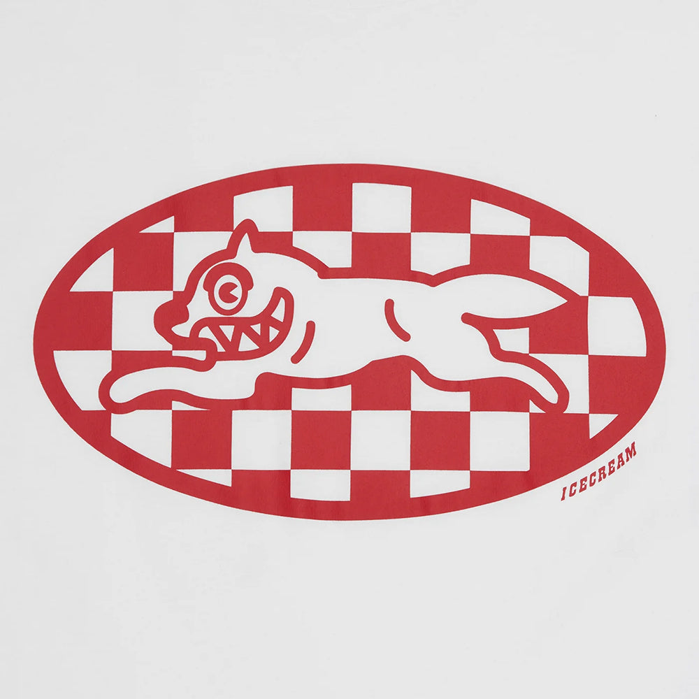 ICECREAM Checker Running Dog T-Shirt - White