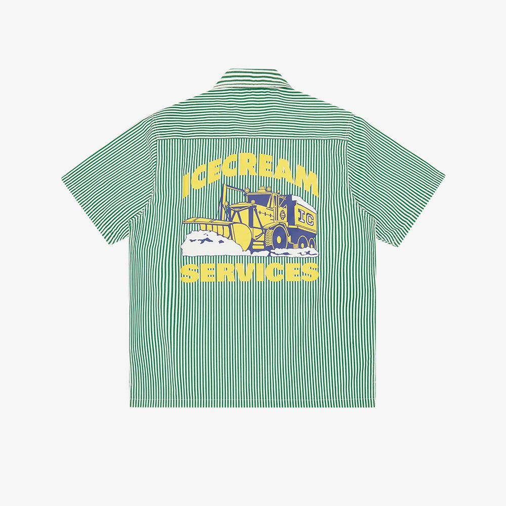 ICECREAM Services 1/4 Zip Work Shirt - Green White