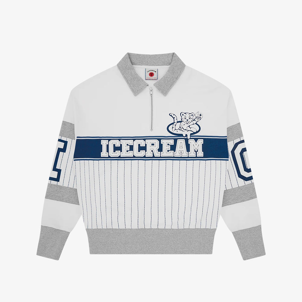 ICECREAM IC Cubs Collared Quarter Zip - White Blue