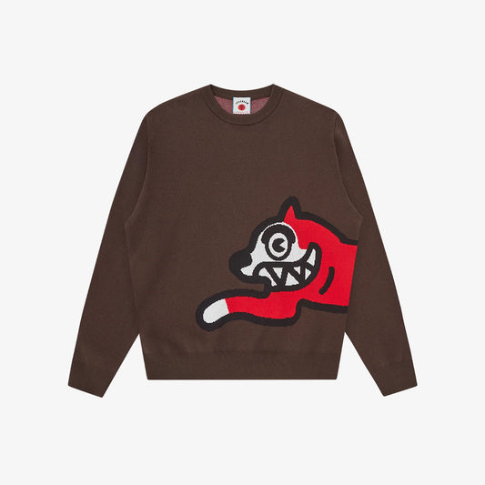 ICECREAM Running Dog Knitted Crew - Brown