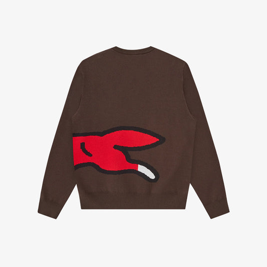 ICECREAM Running Dog Knitted Crew - Brown