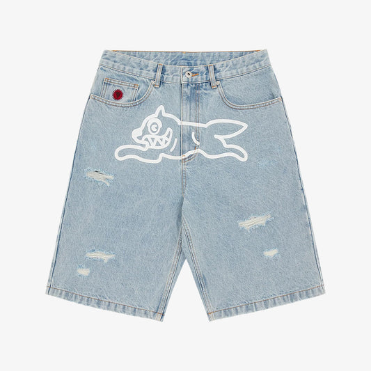 ICECREAM Running Dog Denim Shorts - Heavy Wash