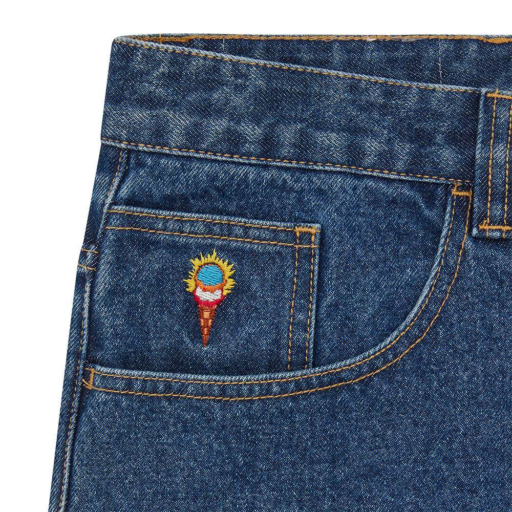 ICECREAM Double Scoop Apple Denim Pant - Mid Wash Blue