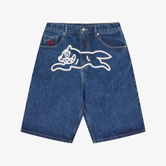 ICECREAM Running Dog Triple Scoop Short - Mid Wash Blue Denim
