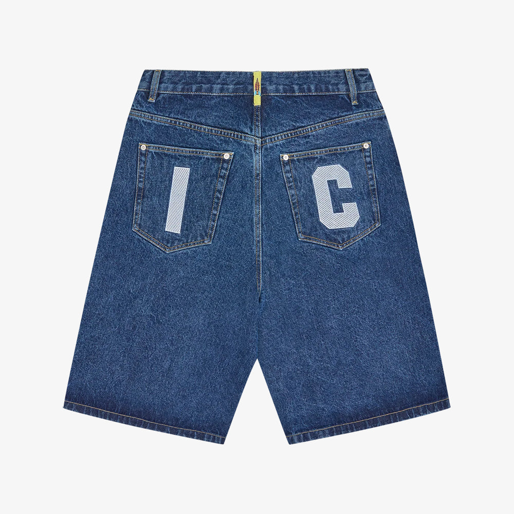ICECREAM Running Dog Triple Scoop Short - Mid Wash Blue Denim