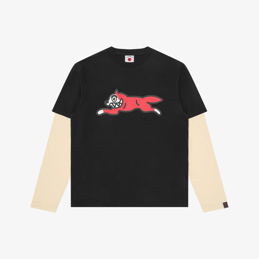 ICECREAM Running Dog Layered LS T-Shirt - Black