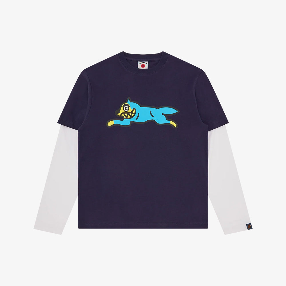 ICECREAM Running Dog Layered LS T-Shirt - Navy