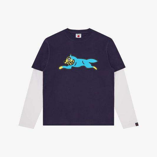 ICECREAM Running Dog Layered LS T-Shirt - Navy