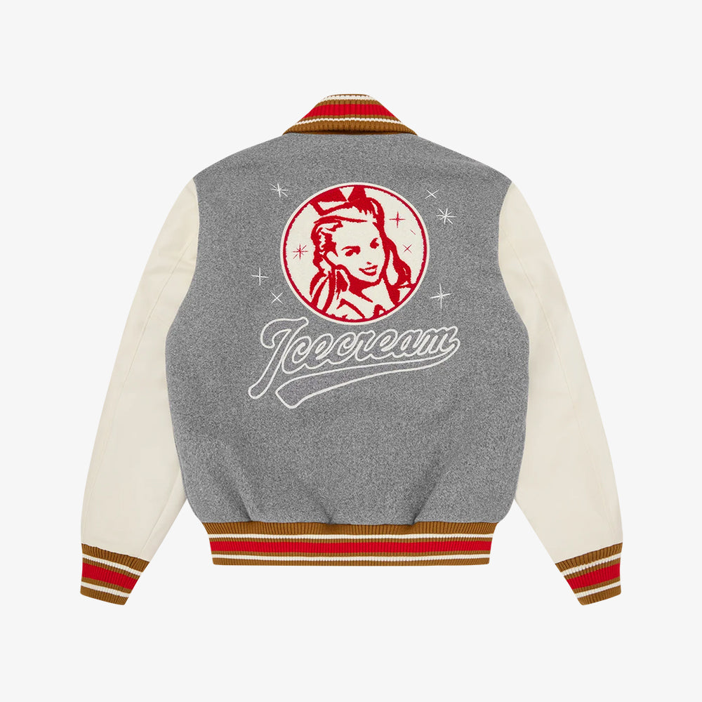 ICECREAM Waitress Varsity Jacket - Grey