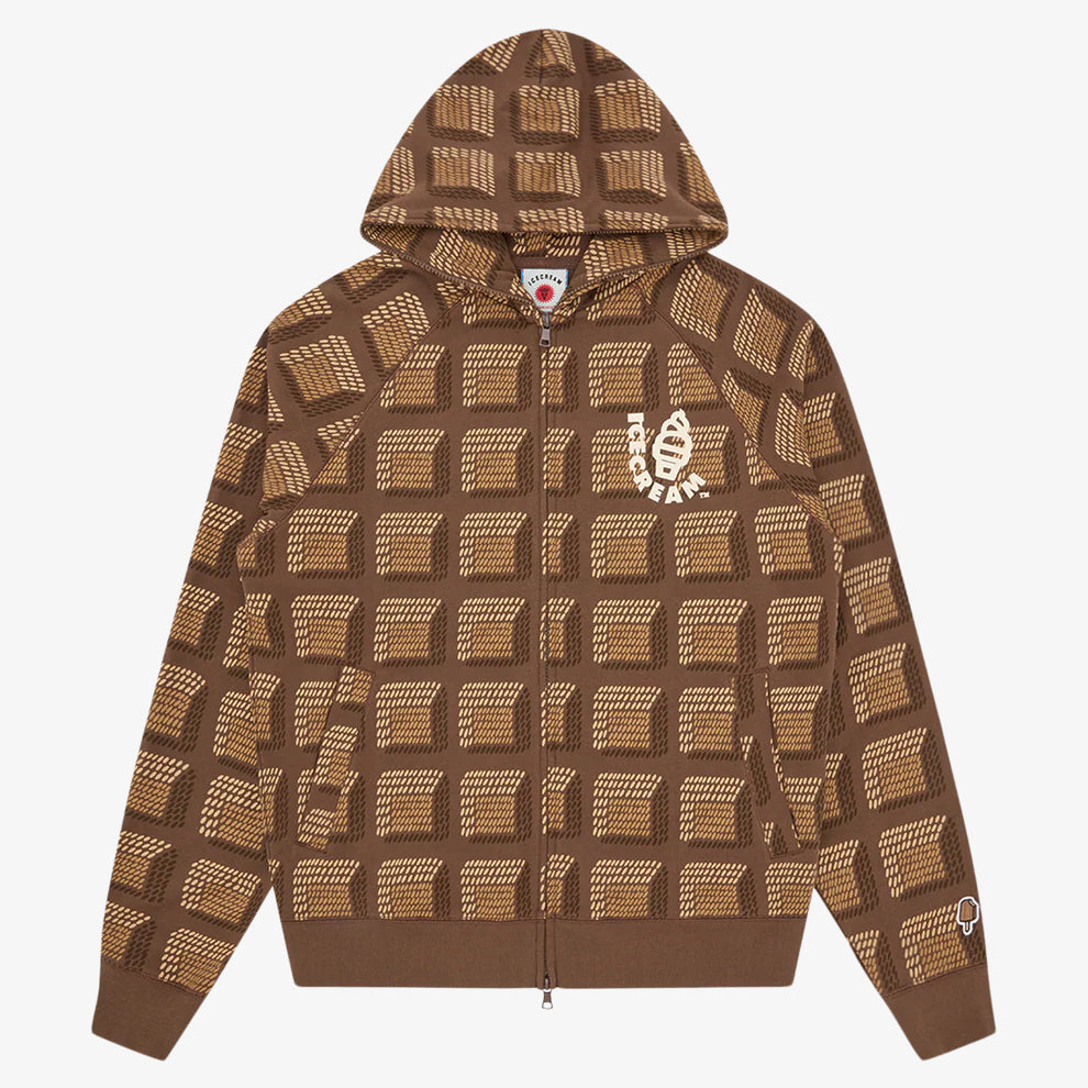 ICECREAM Chocolate Brown Waffle Zip Hood - Brown