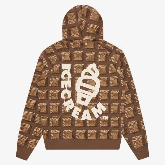 ICECREAM Chocolate Brown Waffle Zip Hood - Brown