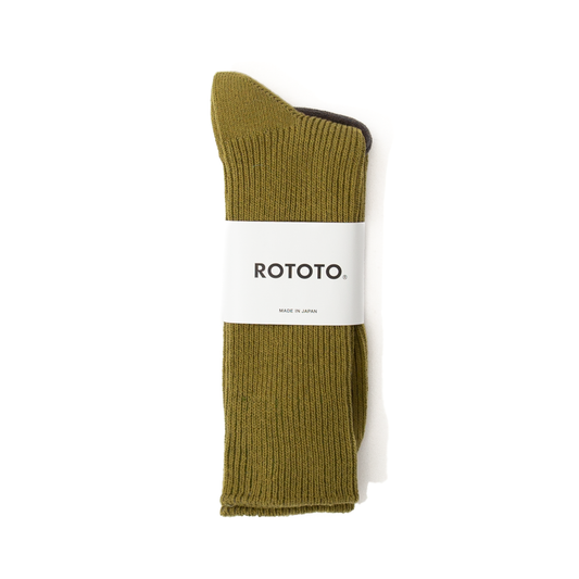 RoToTo Recycled Cotton Rib Socks - Olive