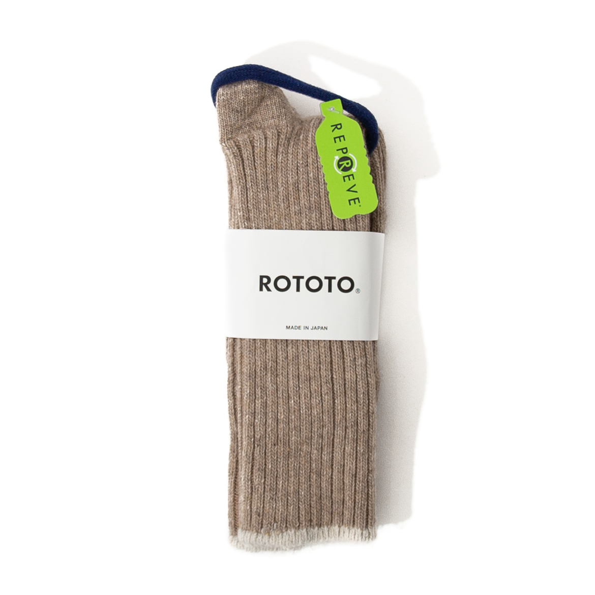 RoToTo Recycle W/PL Ribbed Crew Socks - Beige