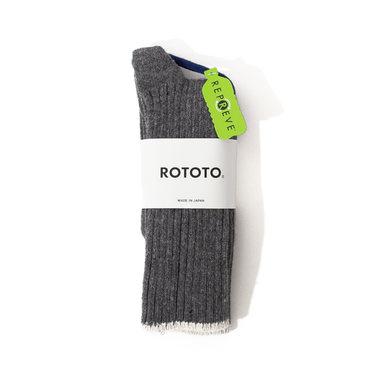 RoToTo Recycle W/PL Ribbed Crew Socks - Dark Grey