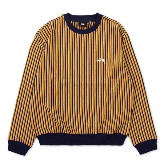 Stüssy Vertical Dot Striped Crew - Navy