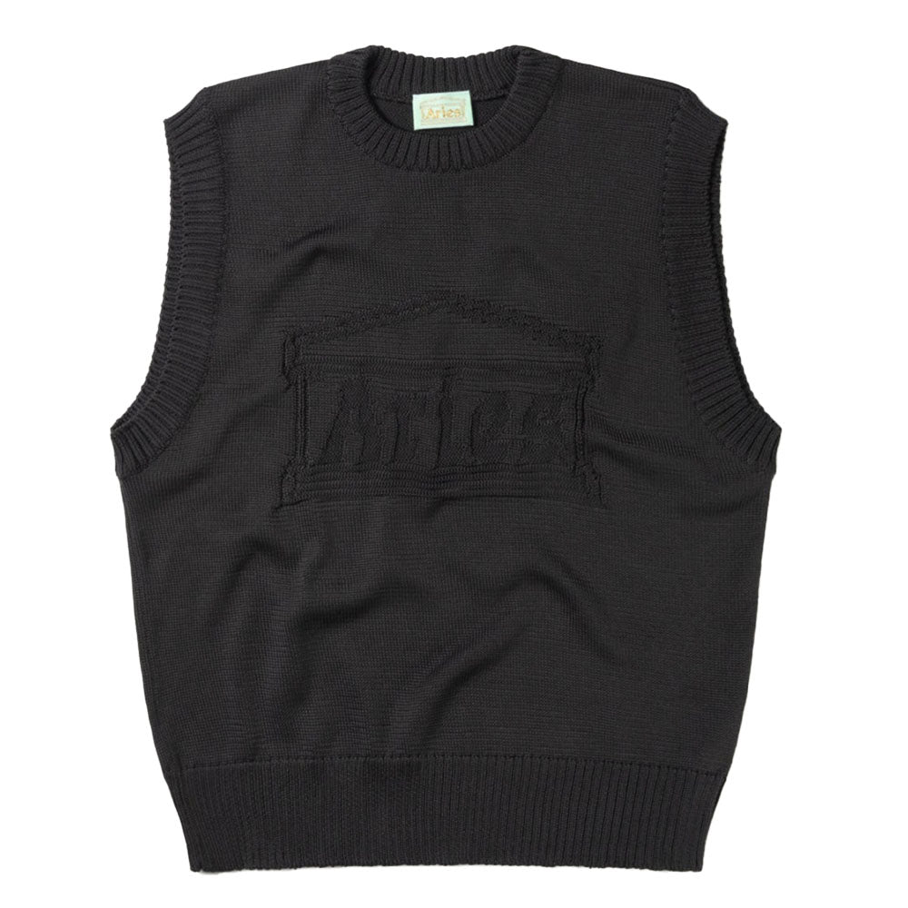 Aries Arise Recycled Reverse Knit Temple Sweater Vest - Black