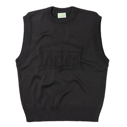 Aries Arise Recycled Reverse Knit Temple Sweater Vest - Black