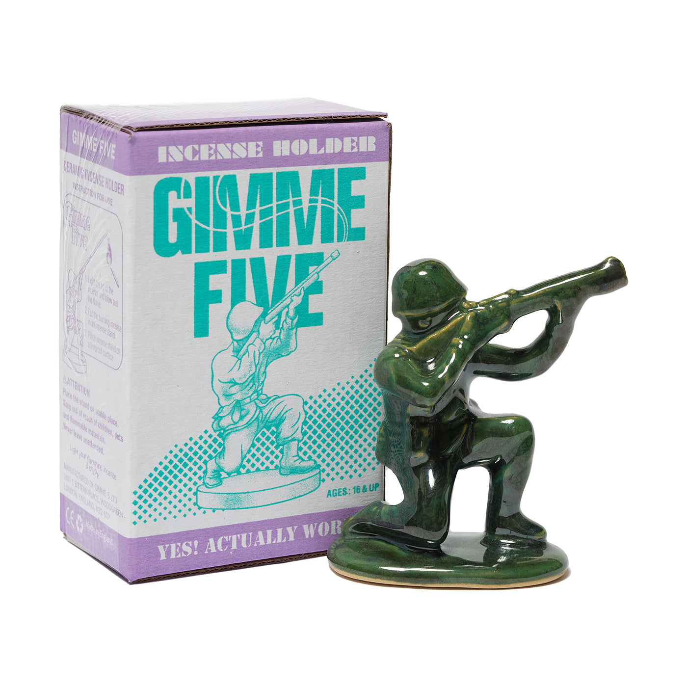 Gimme Five Soldier Incense Burner and Kuumba "Heart Of London" Incense Set (Ceramic) - Various