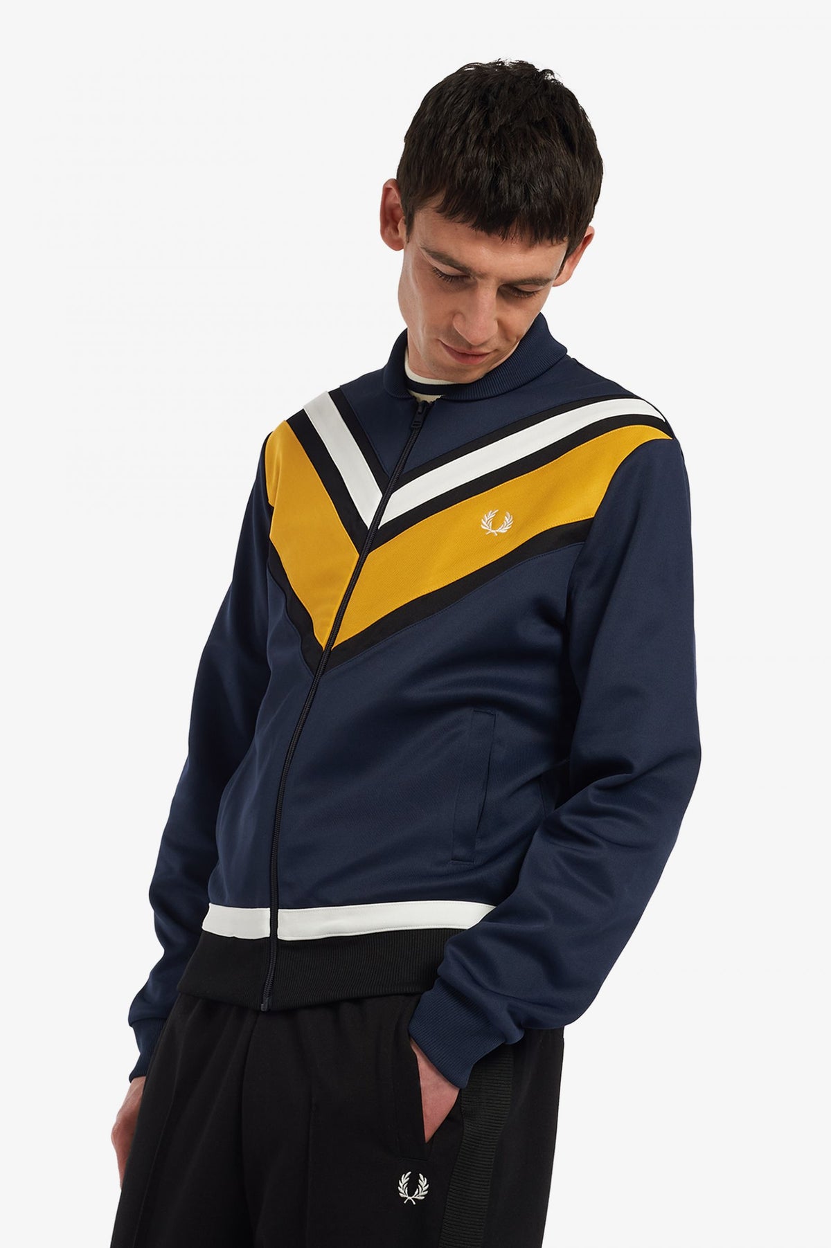 Fred Perry V-Panel Track Top - Dark Carbon