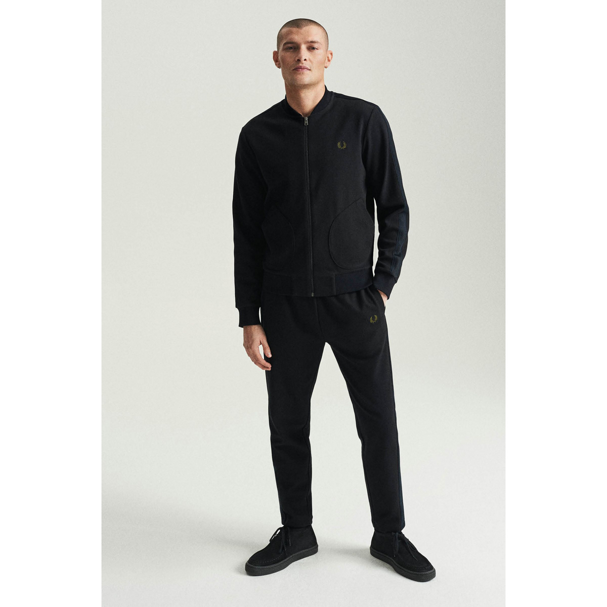 Fred Perry Knitted Tape Track Jacket - Black