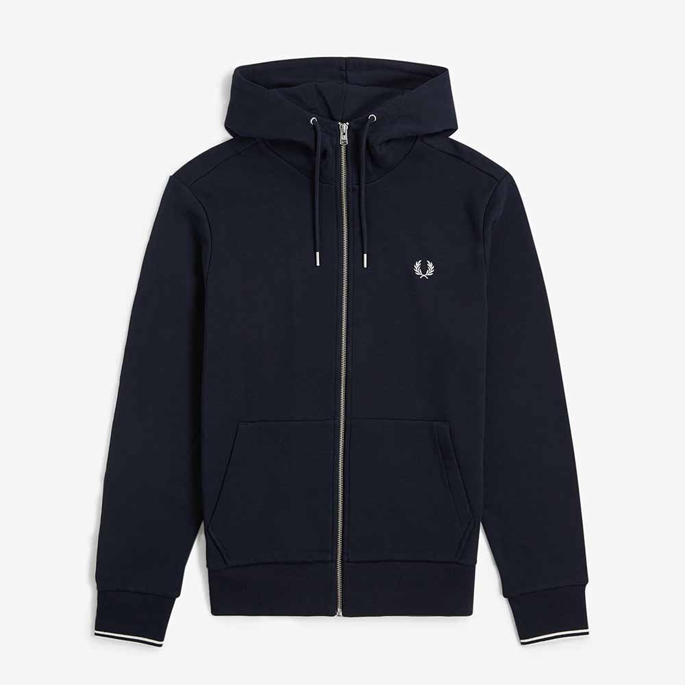 Fred Perry Hooded Zip Thru Sweatshirt - Navy