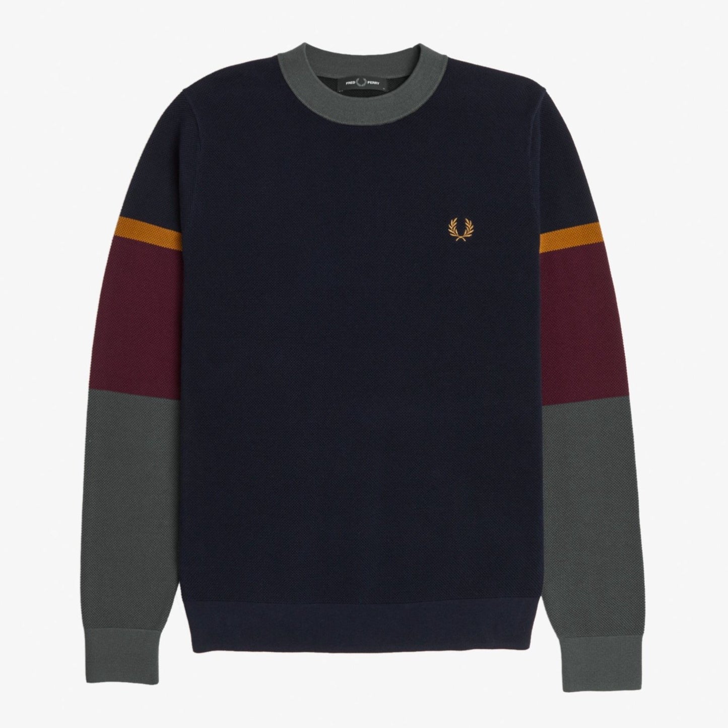 Fred Perry Colour Block Crew Neck Jumper - Navy
