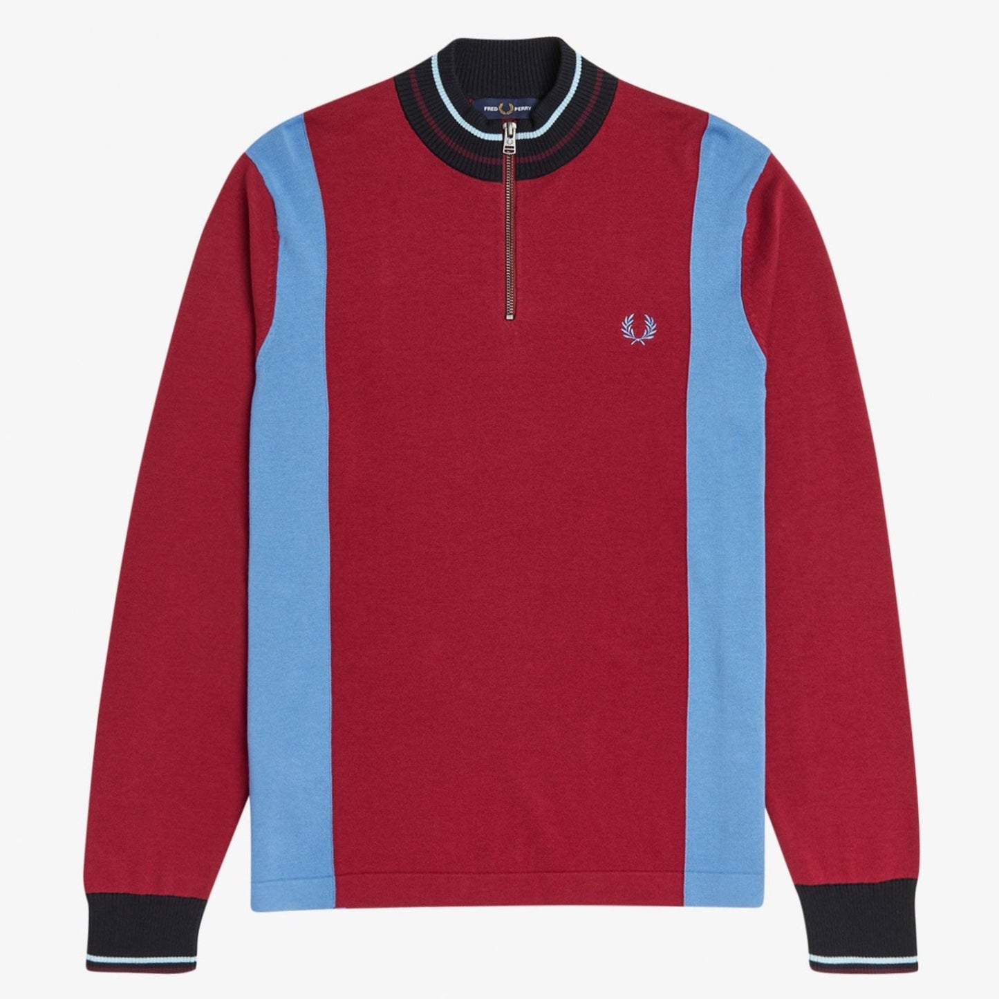 Fred Perry Funnel Neck Knit Jumper - Claret