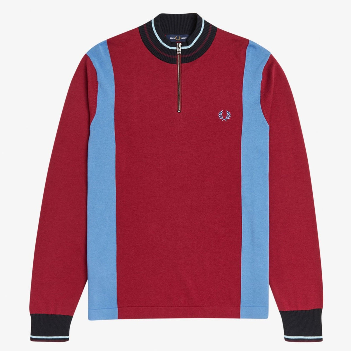 Fred Perry Funnel Neck Knit Jumper - Claret
