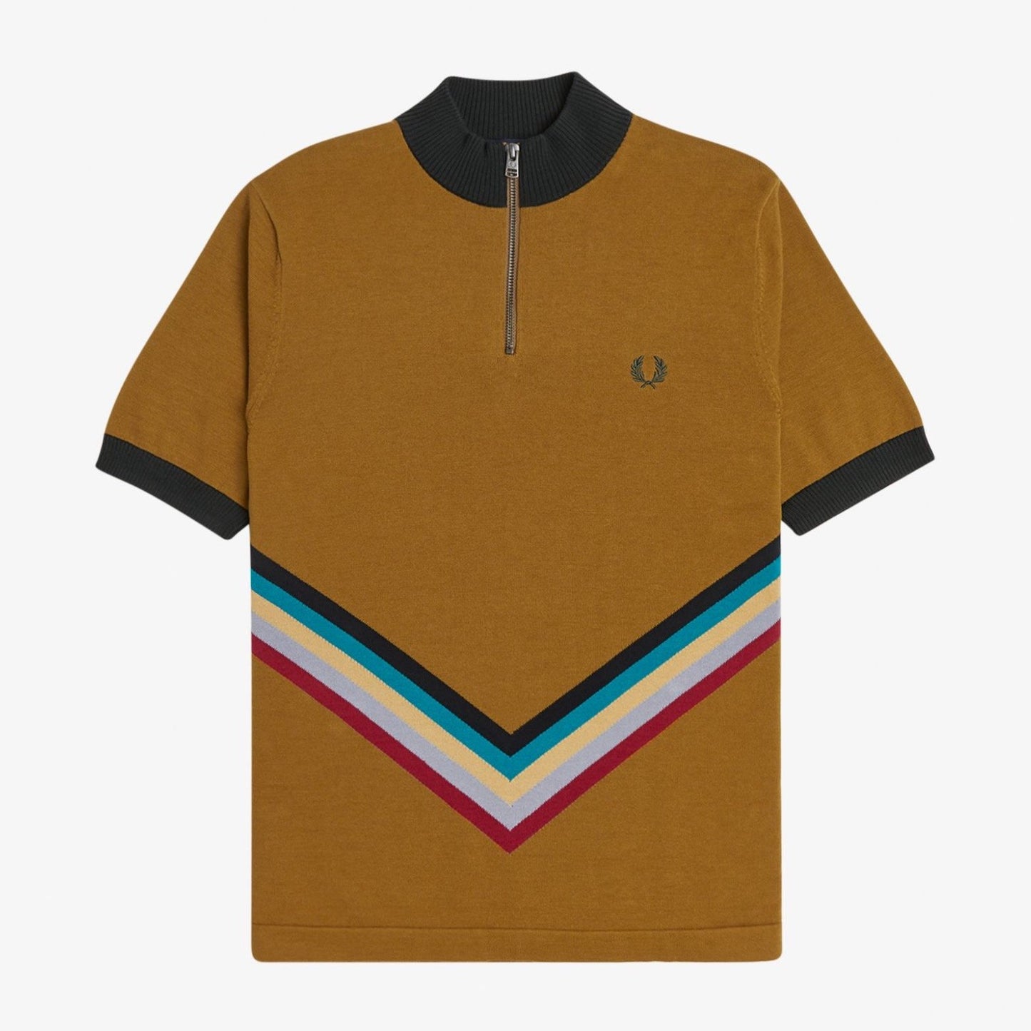 Fred Perry Funnel Neck Knit Shirt - Dark Caramel