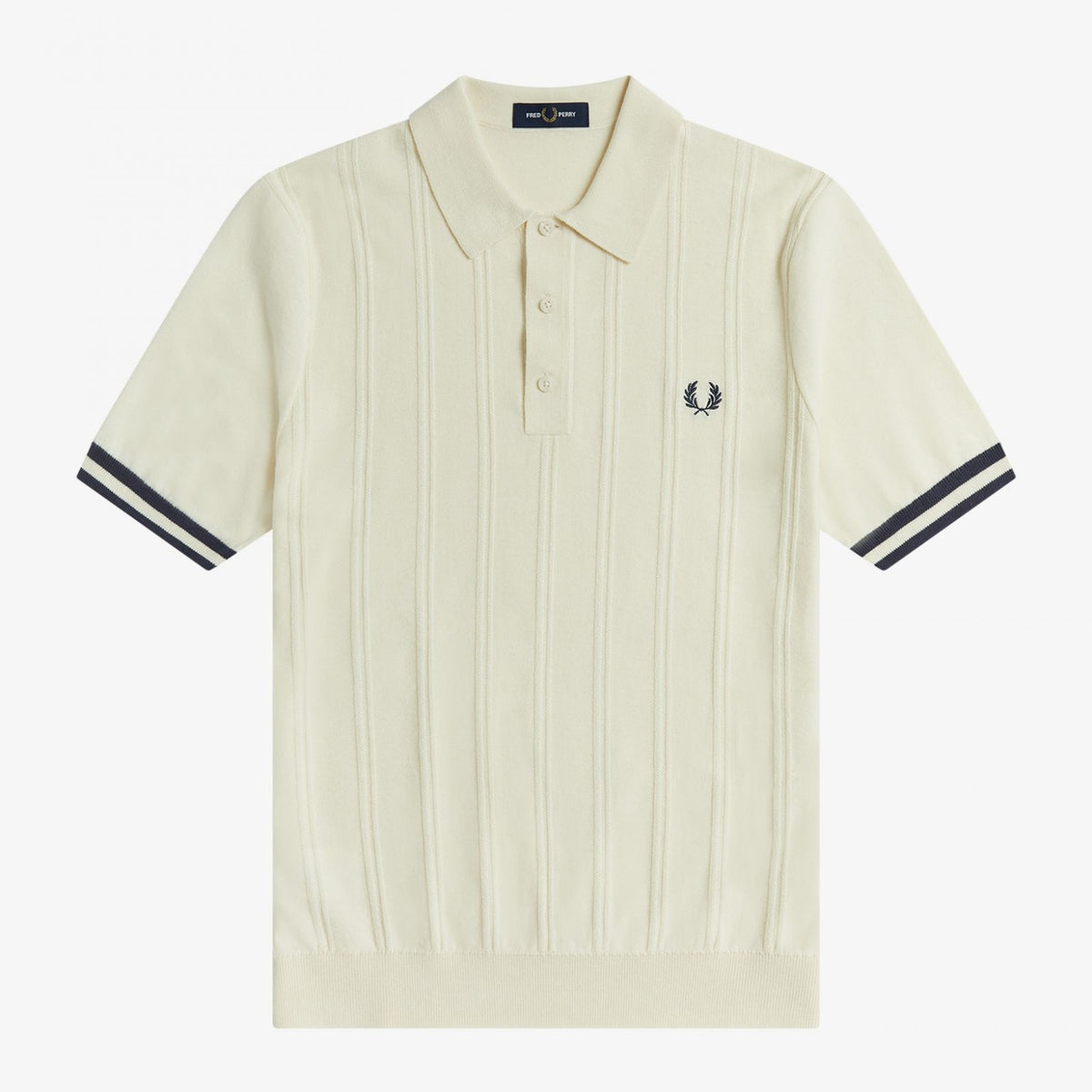 Fred Perry Tipping Texture Knitted Shirt - Ecru