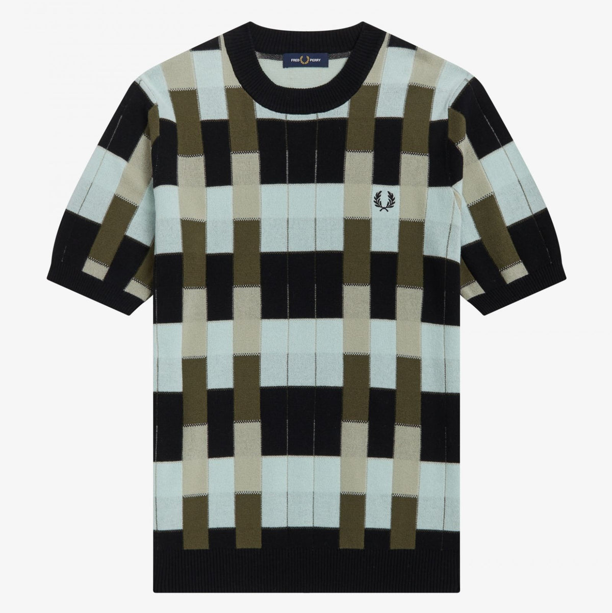 Fred Perry Jacquard Knitted T-Shirt - Black