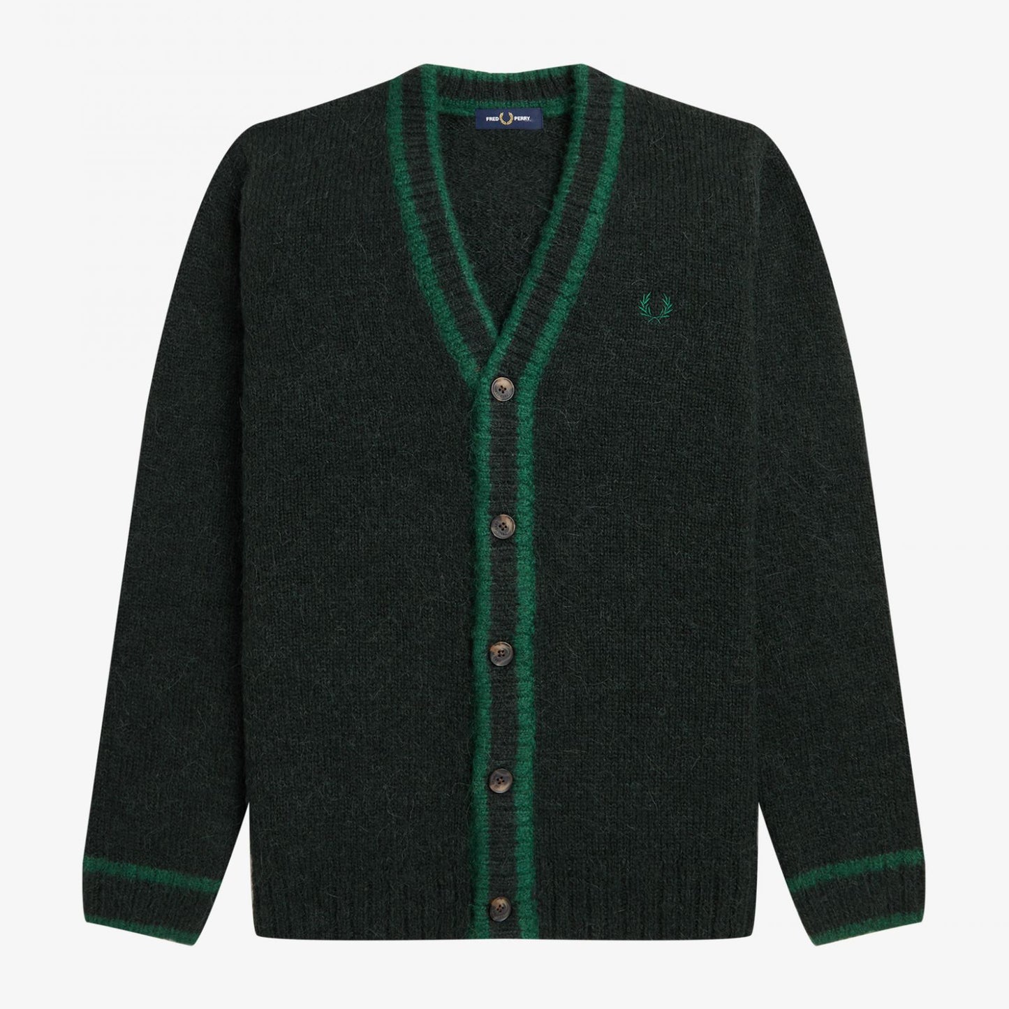 Fred Perry Alpaca Blend Cardigan - Night Green