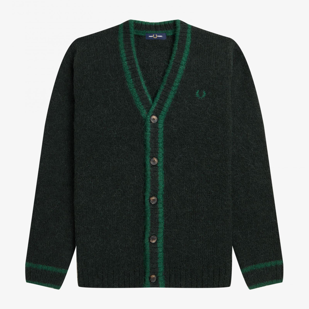 Fred Perry Alpaca Blend Cardigan - Night Green