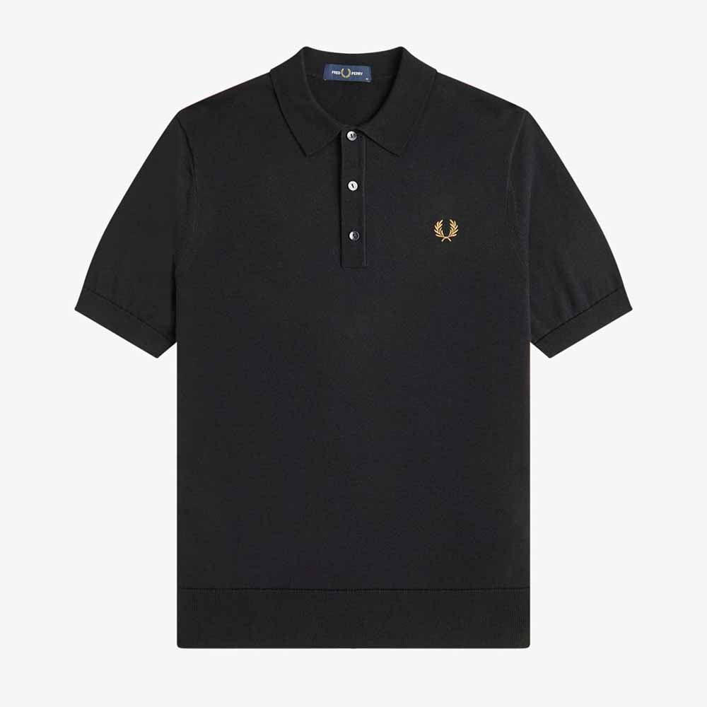 Fred Perry Cotton Knitted Shirt - Black