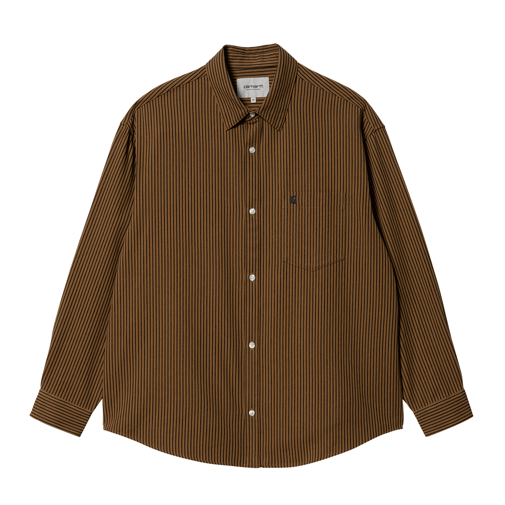 Carhartt WIP LS Kyle Stripe Shirt - Hamilton Brown