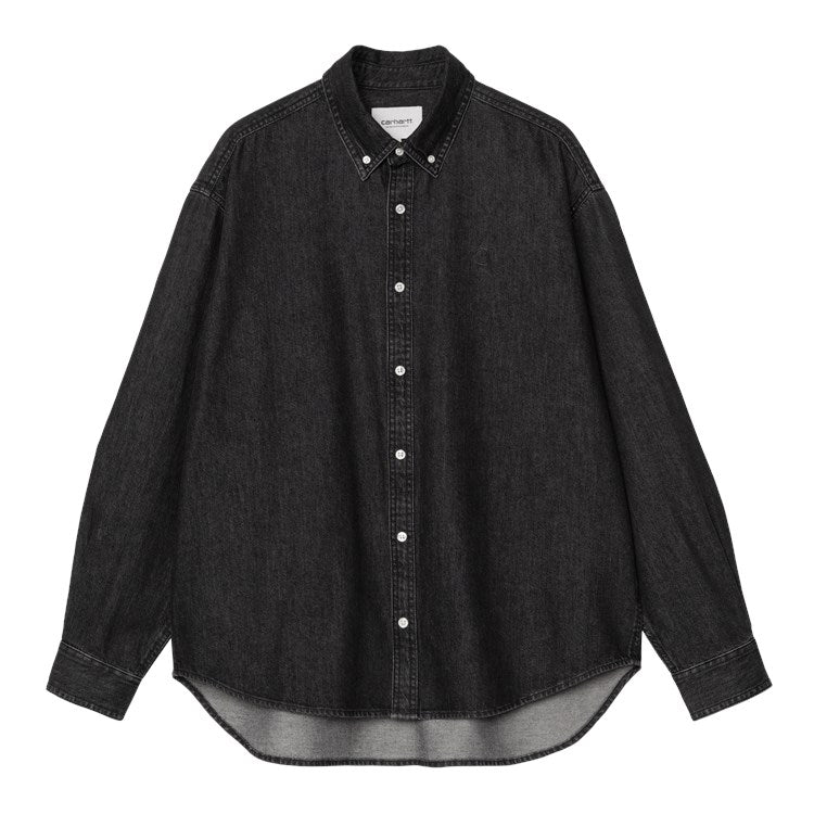 Carhartt WIP L/S Lucas Shirt - Black Stone Washed