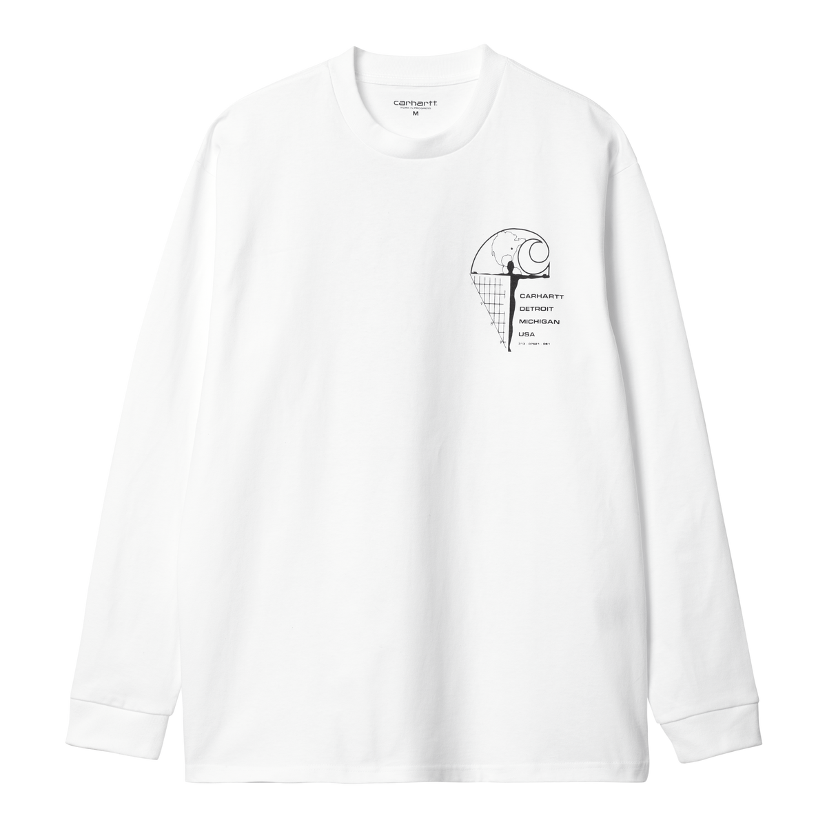 Carhartt WIP Ratios LS T-Shirt - White Dark Navy