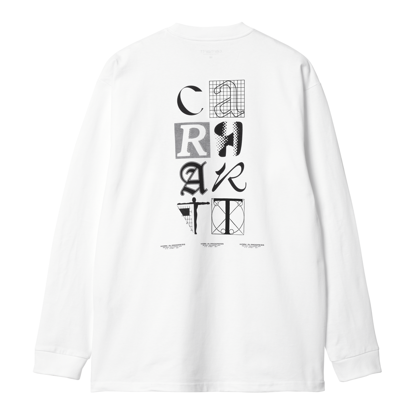 Carhartt WIP Ratios LS T-Shirt - White Dark Navy