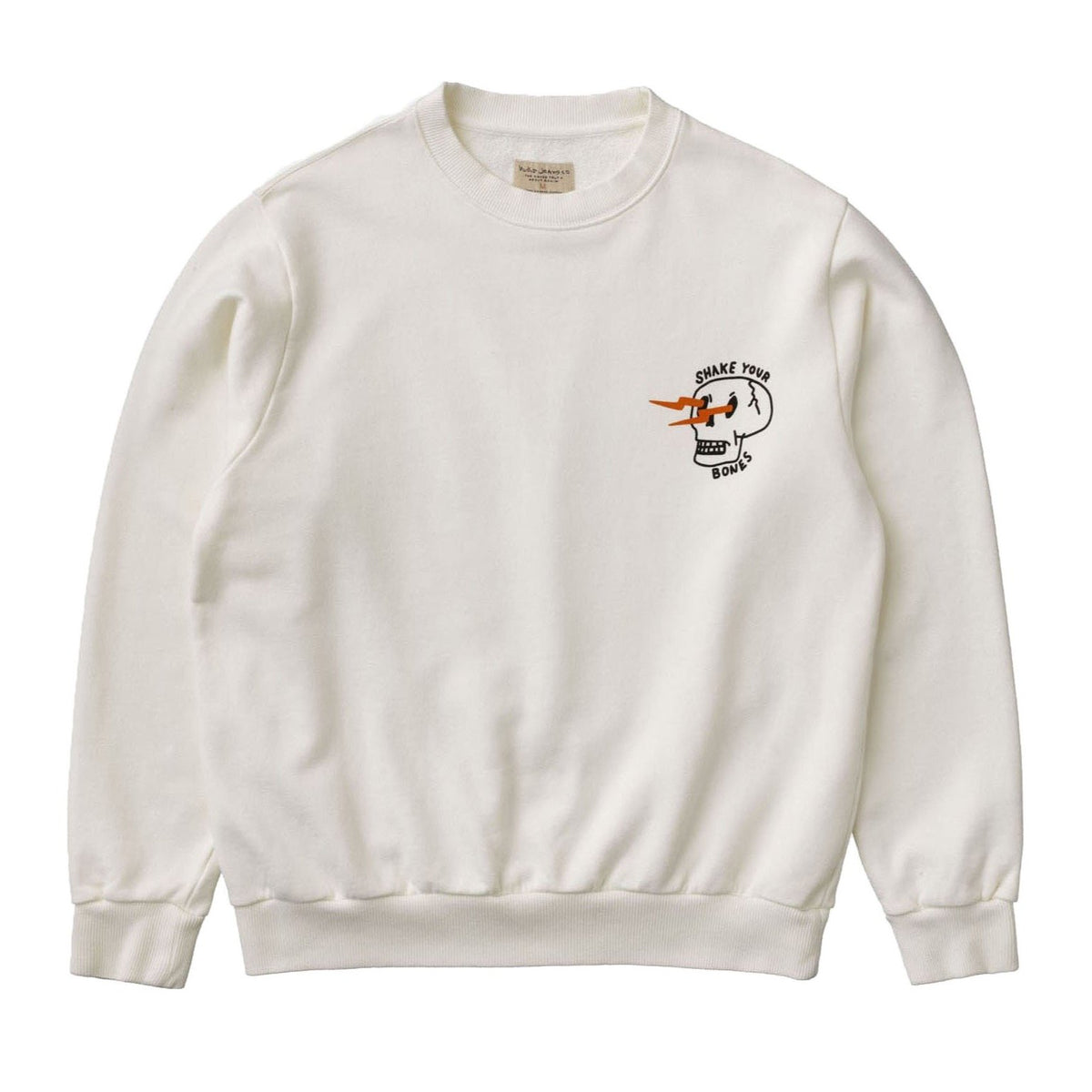 Nudie Jeans Co. Lasse Shake Your Bones Sweatshirt - Chalk White