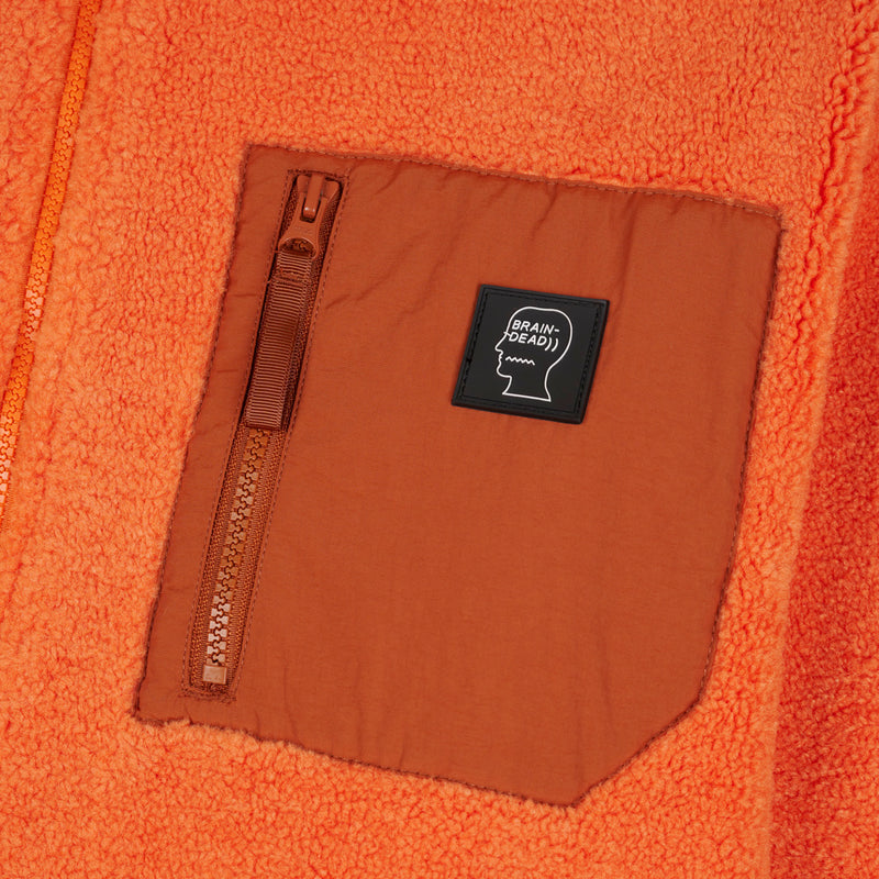 Brain Dead Levels Sherpa Full Zip Jacket - Orange