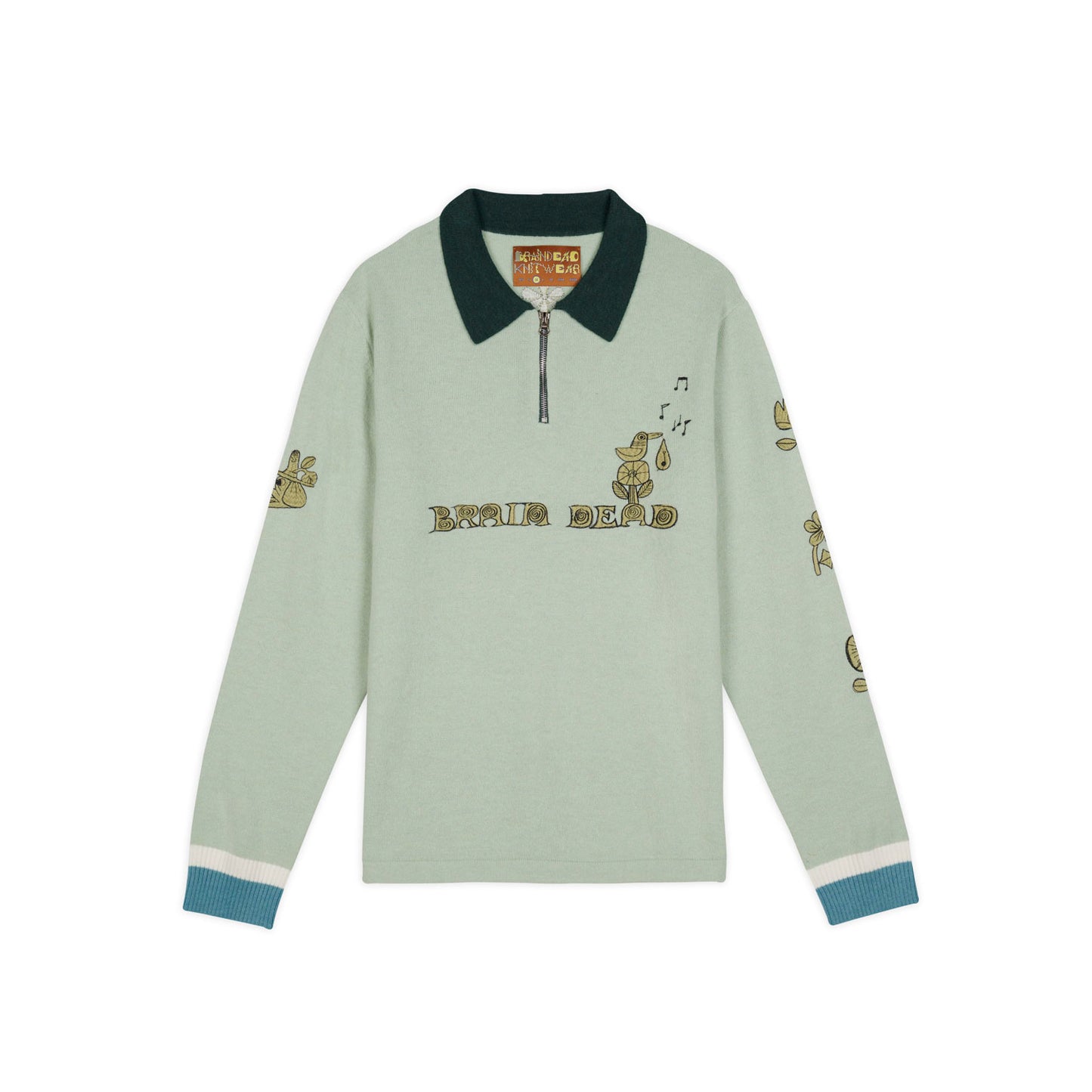 Brain Dead Lex Half Zip Sweater - Mint