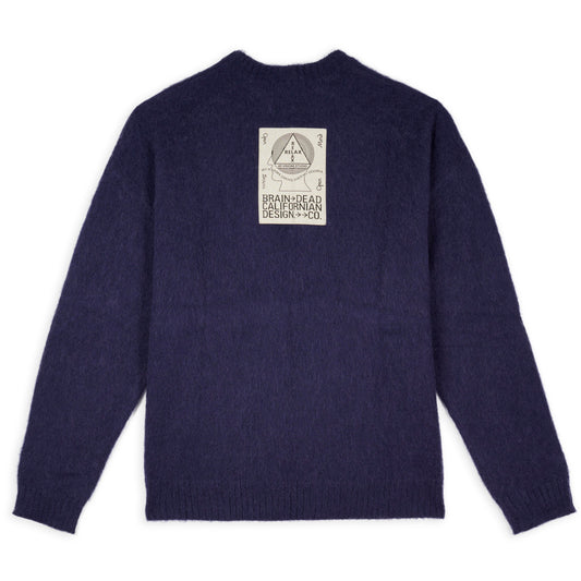 Brain Dead Logohead Pile Sweater - Navy