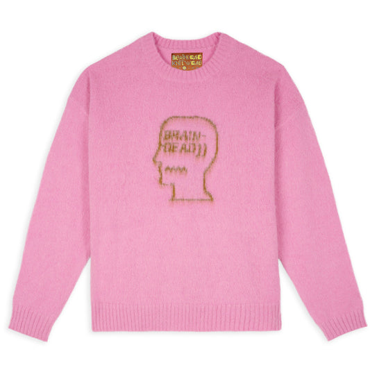 Brain Dead Superfuzz Logohead Sweater - Fuchsia