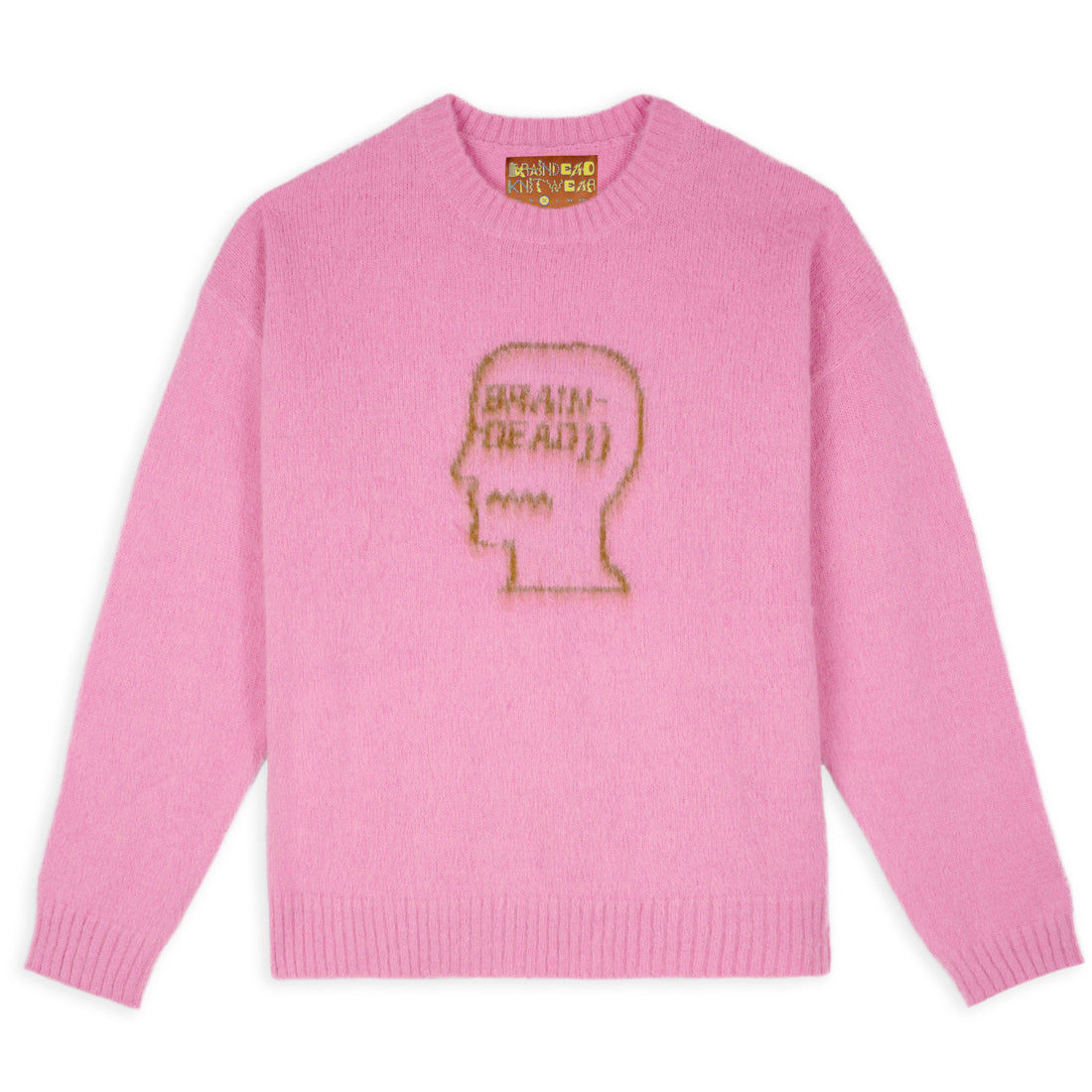 Brain Dead Superfuzz Logohead Sweater - Fuchsia