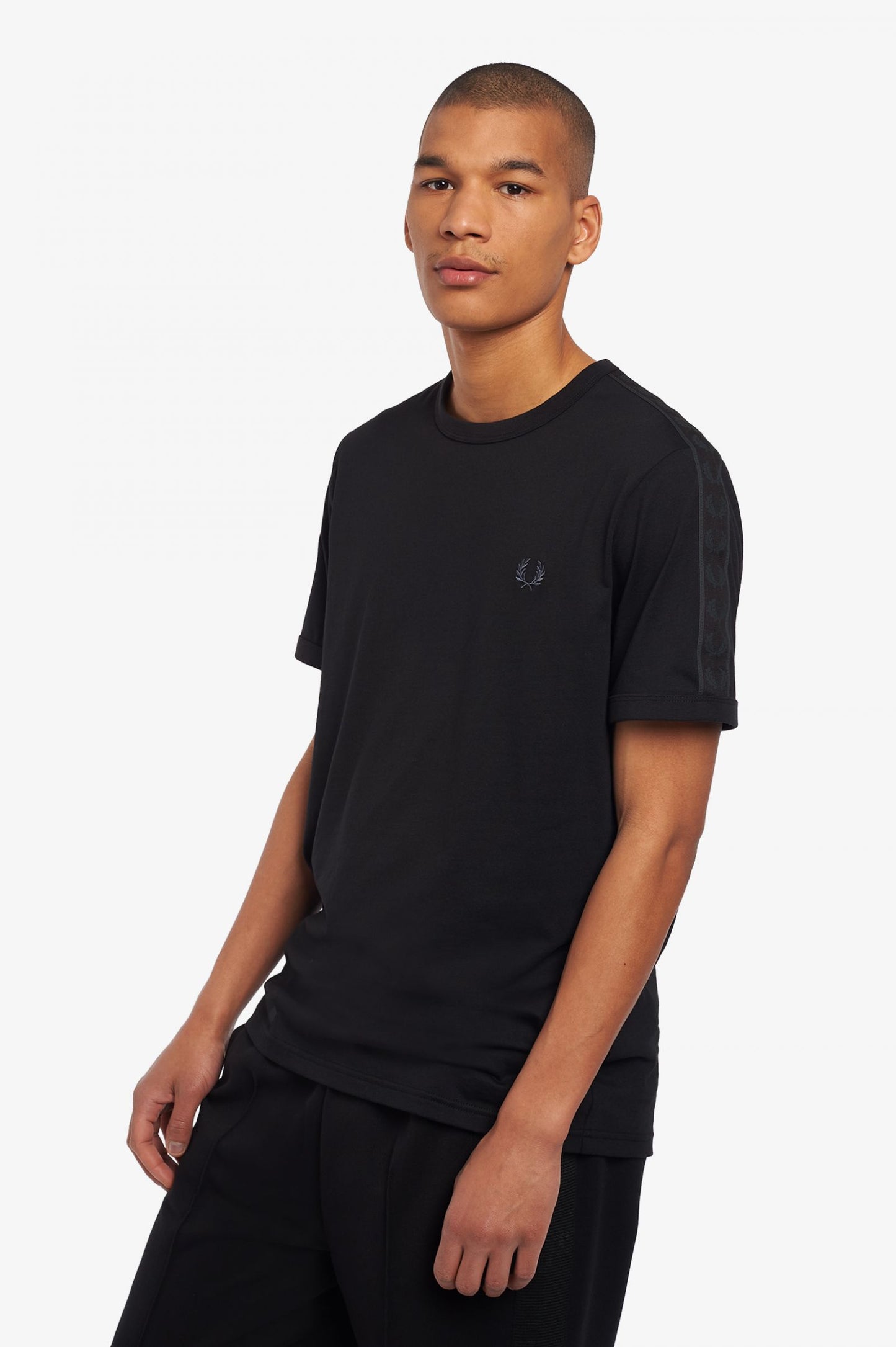 Fred Perry Tonal Taped Ringer T-Shirt - Black