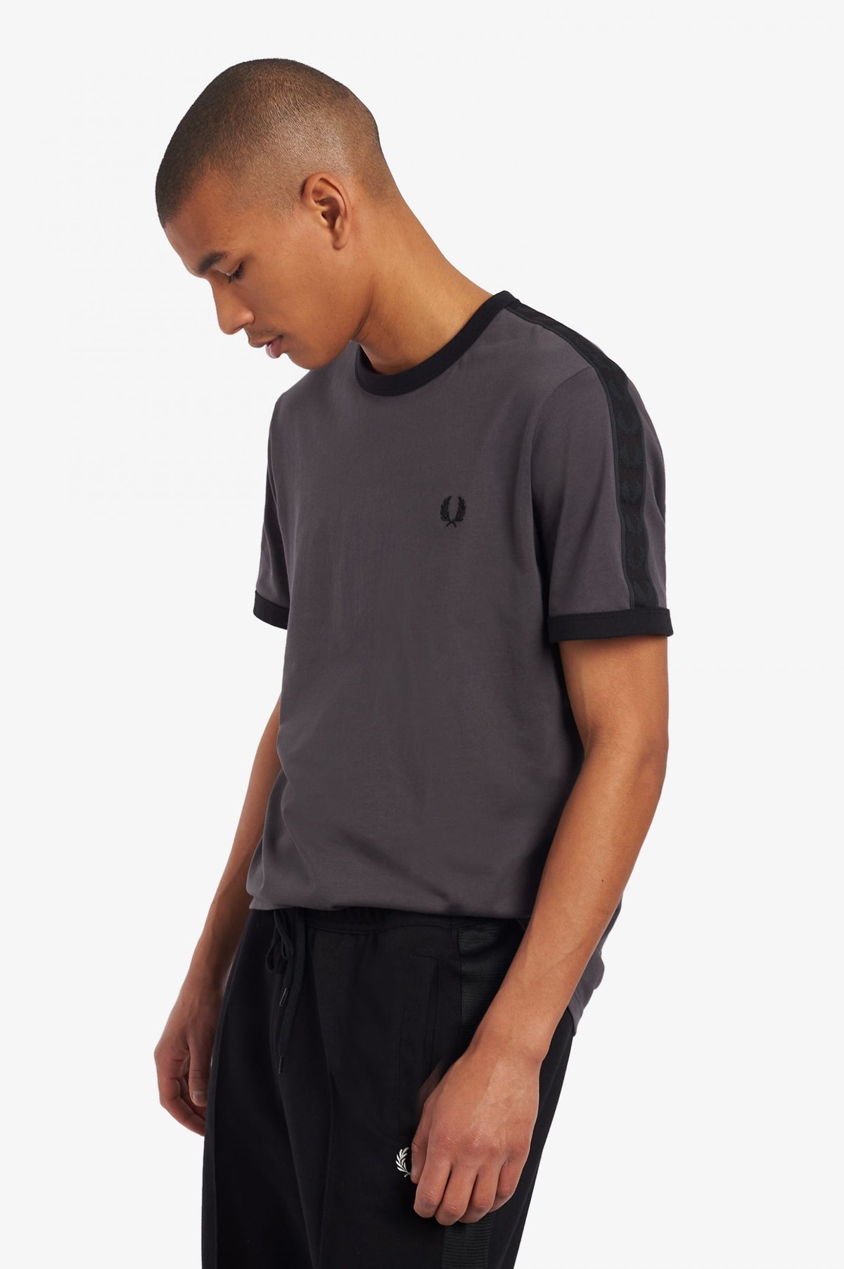 Fred Perry Tonal Taped Ringer T-Shirt - Black