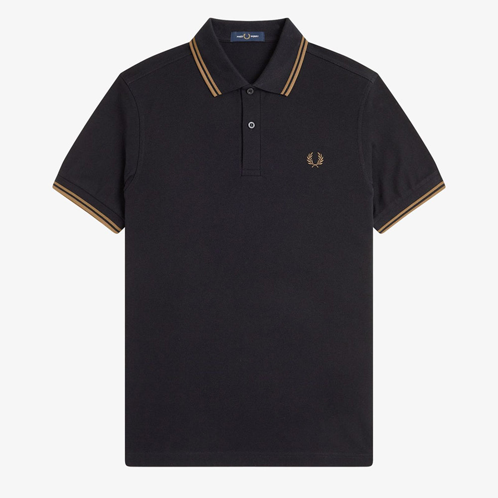 Fred Perry Twin Tipped Polo Shirt - Black Shaded Stone